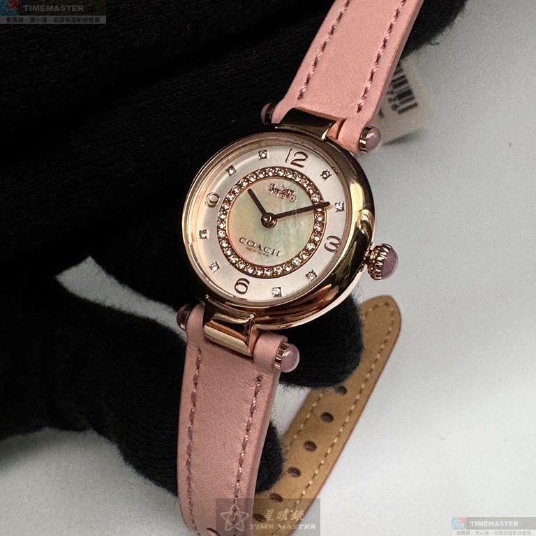 [星晴錶業]COACH手錶,26mm,CH00211貝母錶面玫瑰金錶殼粉紅真皮皮革錶帶款, , large