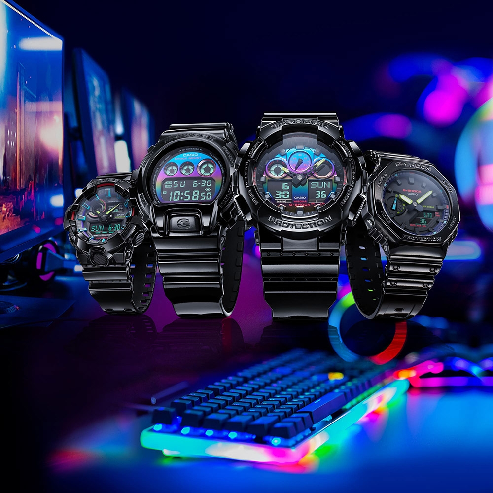 CASIO 卡西歐 G-SHOCK AI 探索虛擬彩虹系列雙顯錶 GA-700RGB-1A, , large