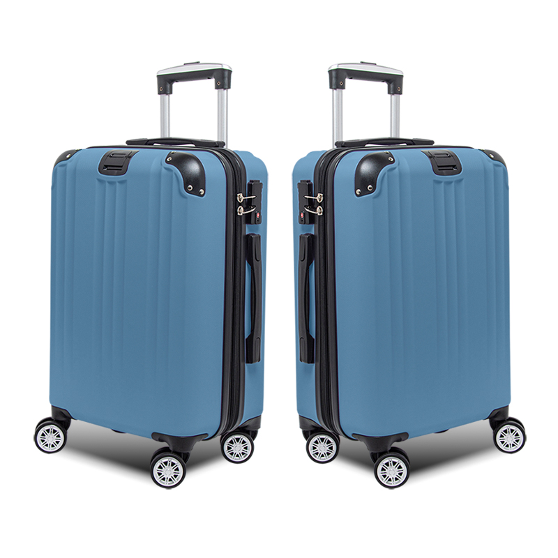 【Alldma鷗德馬】24吋ABS玩色拉鏈行李箱S2-灰藍(贈B2束帶), , large