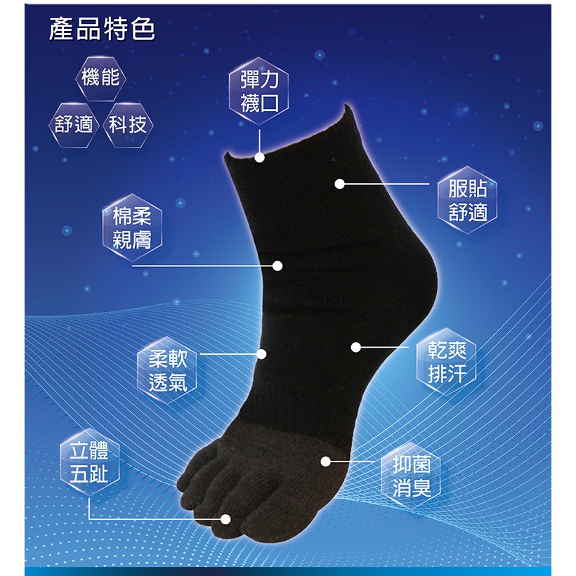 【BVD】石墨烯1乾爽五趾襪4入<灰>B584 襪子 短襪 除臭襪, , large