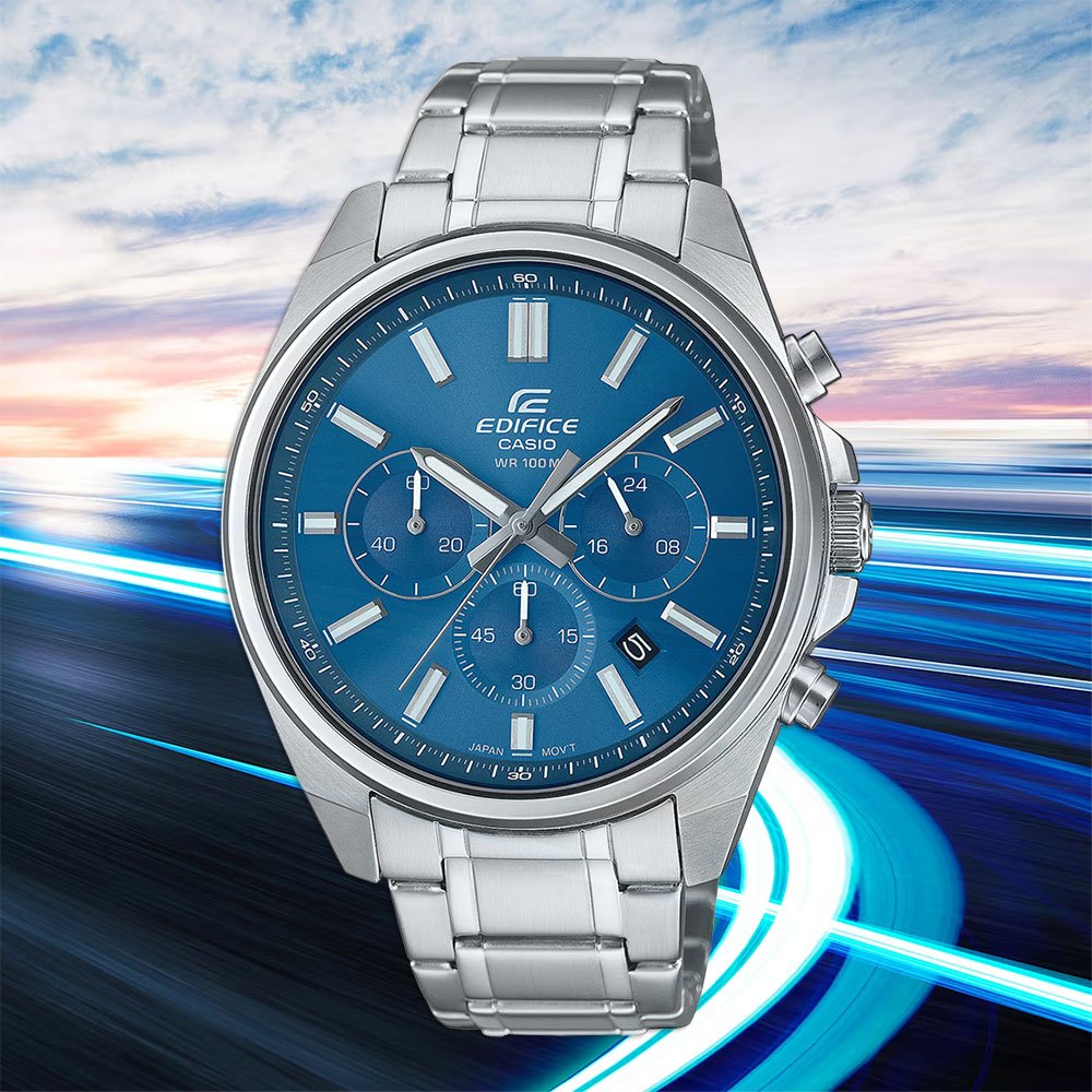 CASIO 卡西歐 EDIFICE 經典運動三眼計時手錶 EFV-650D-2A, , large