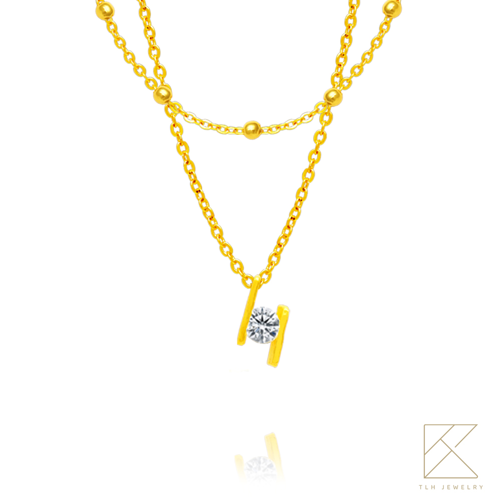 【TLH】黃金墜項鍊 純金999 夜空星光 約重0.19錢&plusmn;0.03, , large