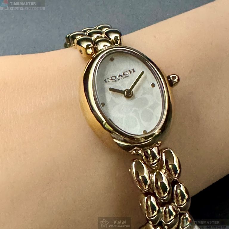 [星晴錶業]COACH手錶,22mm28mm,CH00262白色幾何立體圖形錶面金色錶殼金色精鋼錶帶款, , large