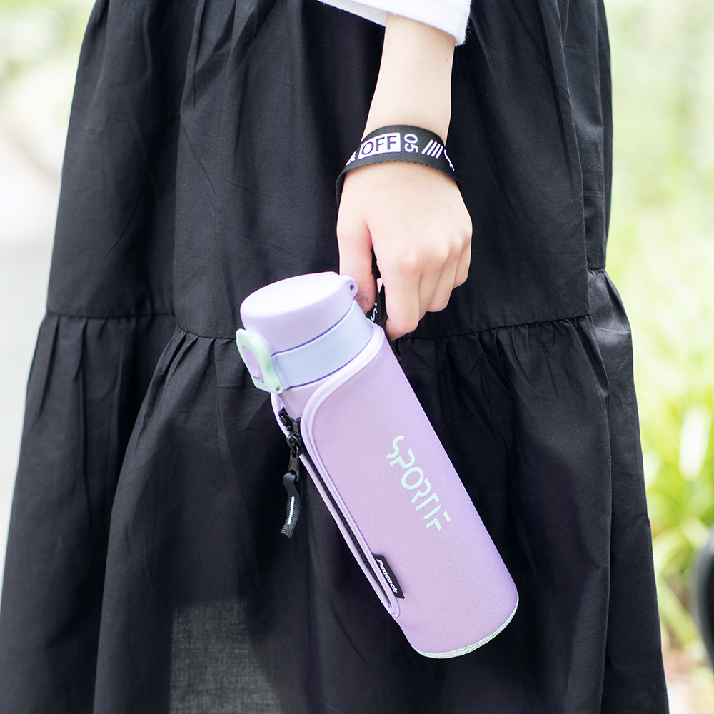 【日本孔雀Peacock】戶外運動 鎖扣式彈蓋 不鏽鋼 保冷保溫杯500ML(附拉鍊手提杯套)-任選色, , large