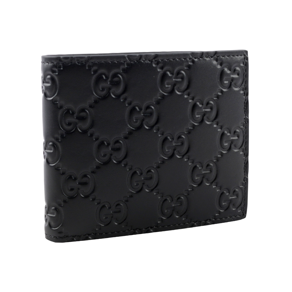 GUCCI GG Logo 大標誌壓印牛皮對開8卡短夾/黑色, , large
