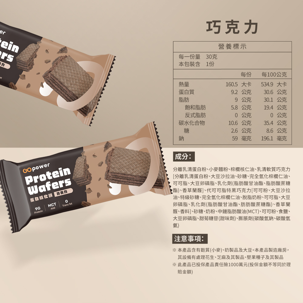 〔果果能量〕蛋白威化餅-巧克力 30g/支, , large