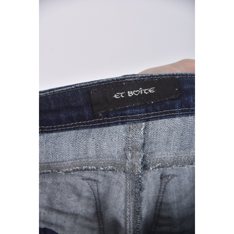 (M) et boite丹寧牛仔質感棉質藍色長褲二手衣, , large