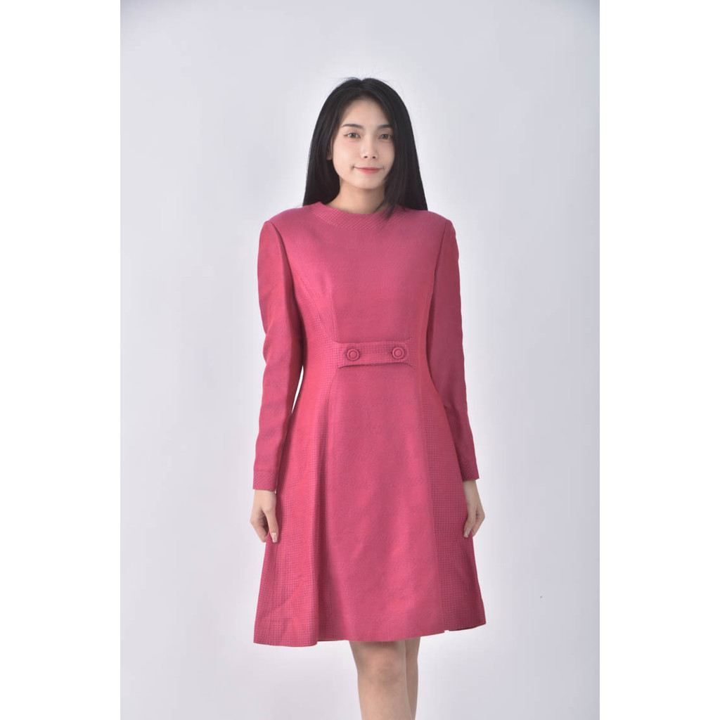 (S) 圓領粉色洋裝二手衣, , large