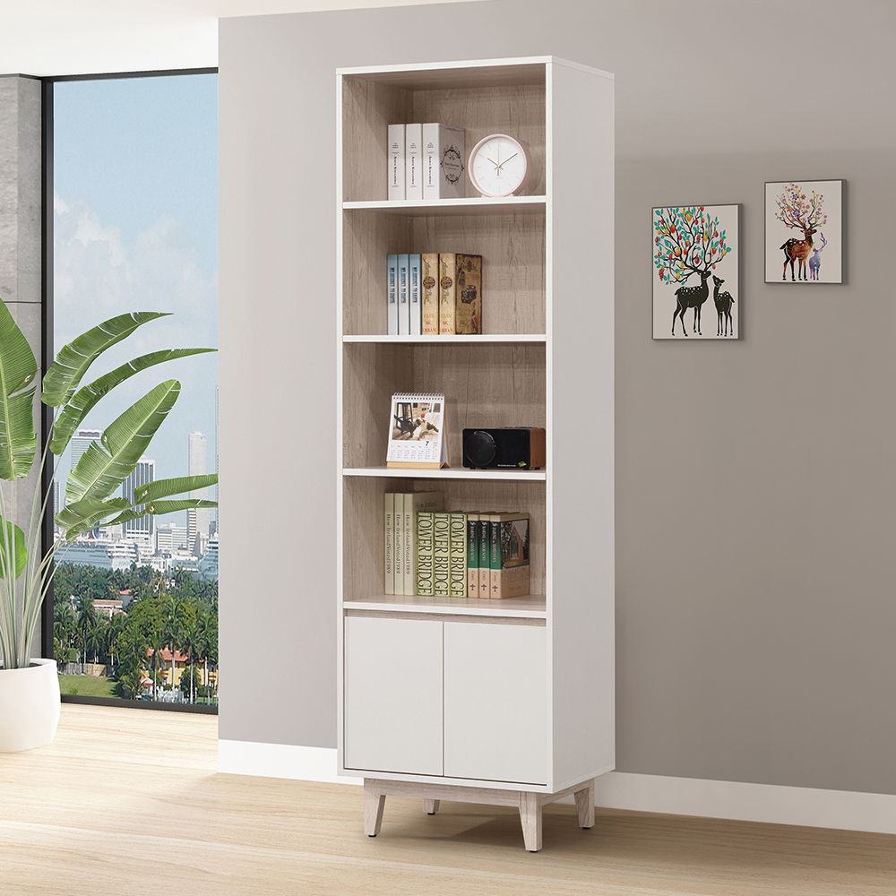 【唯熙傢俱】紀薇橡木雙色2尺書櫃, , large