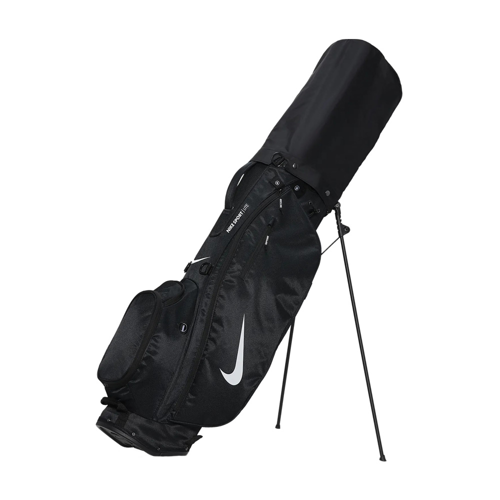 NIKE SPORT LITE 腳架袋 球桿袋 高爾夫球袋 5格 防水罩 雙背帶 黑 白 白黑紅 黑黃 淺藍 銀綠 淺灰橘, 黑＊預購, large