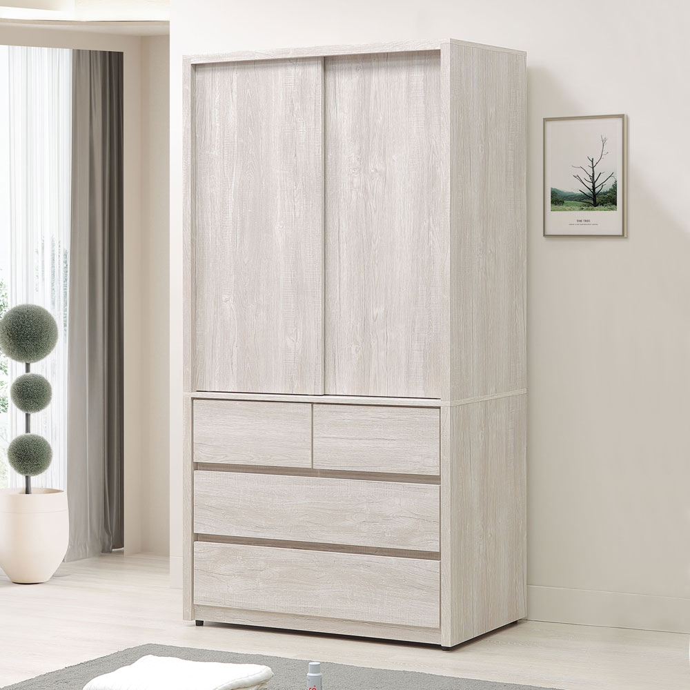 【Homelike】喜家居3.5尺推門衣櫃(2541), , large