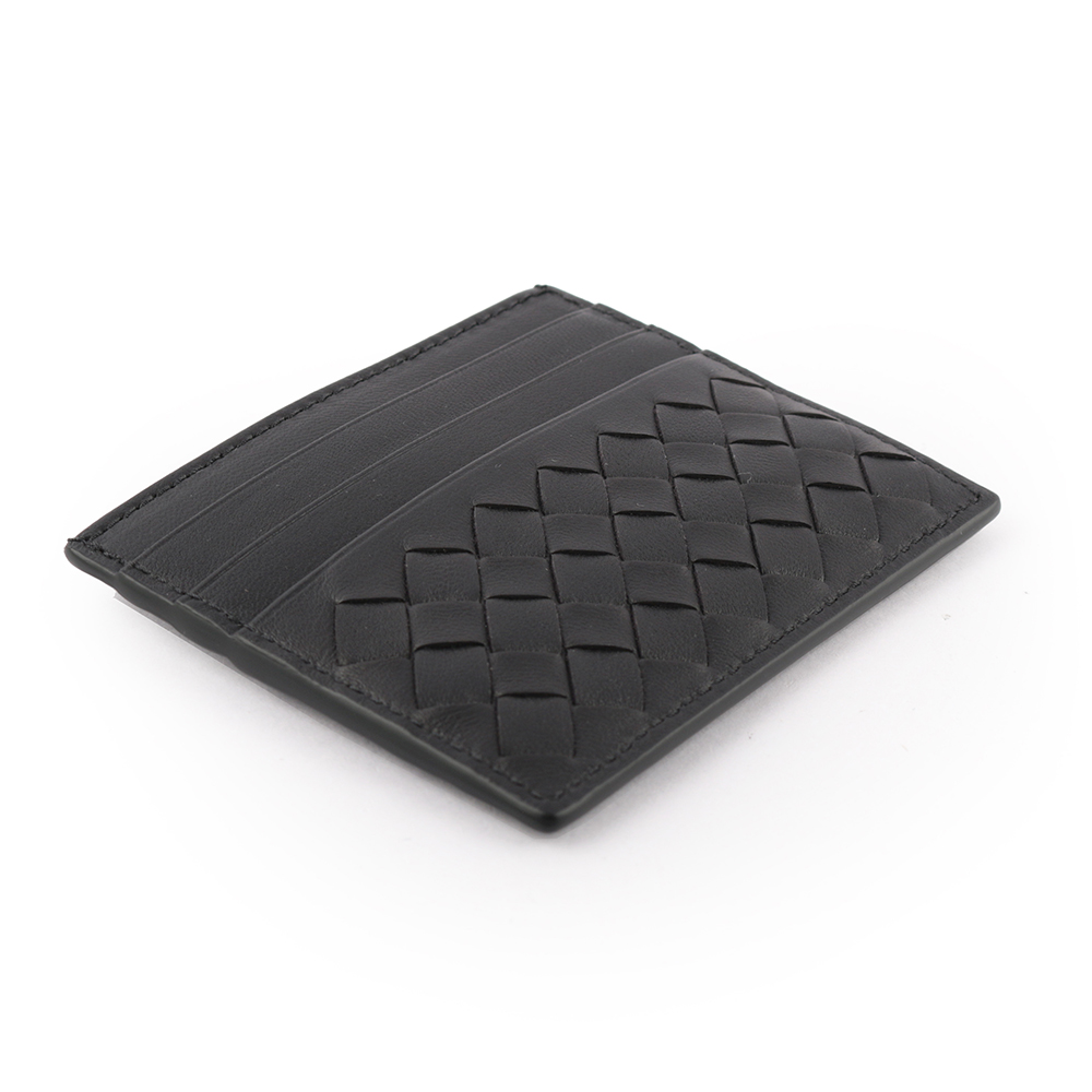 BOTTEGA VENETA Intrecciato 小羊皮編織拉鍊卡包/零錢包/黑色, , large