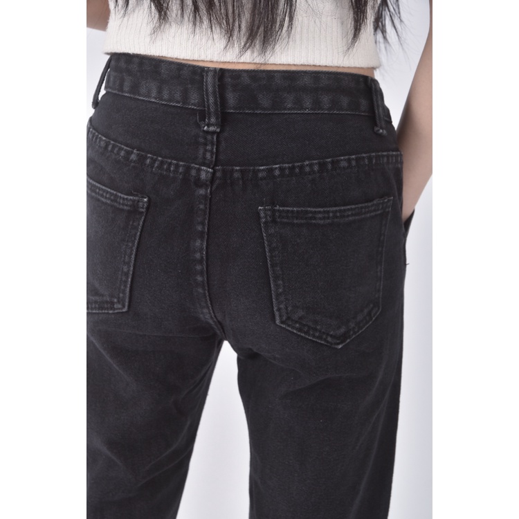 (M) evis jeans丹寧牛仔質感棉質黑色長褲二手衣, , large