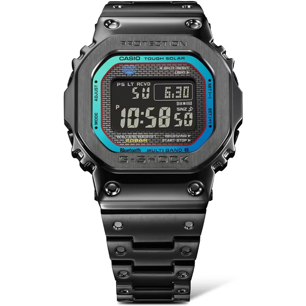 CASIO 卡西歐 G-SHOCK 全金屬 彩虹光譜 太陽能電波手錶-個性黑 GMW-B5000BPC-1, , large