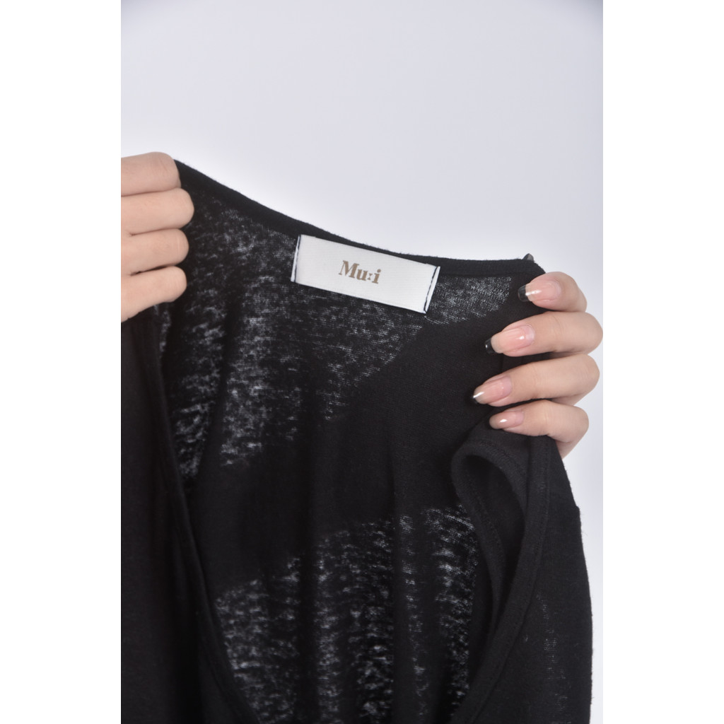 (S) mu i韓牌質感背心黑色上衣二手衣, , large