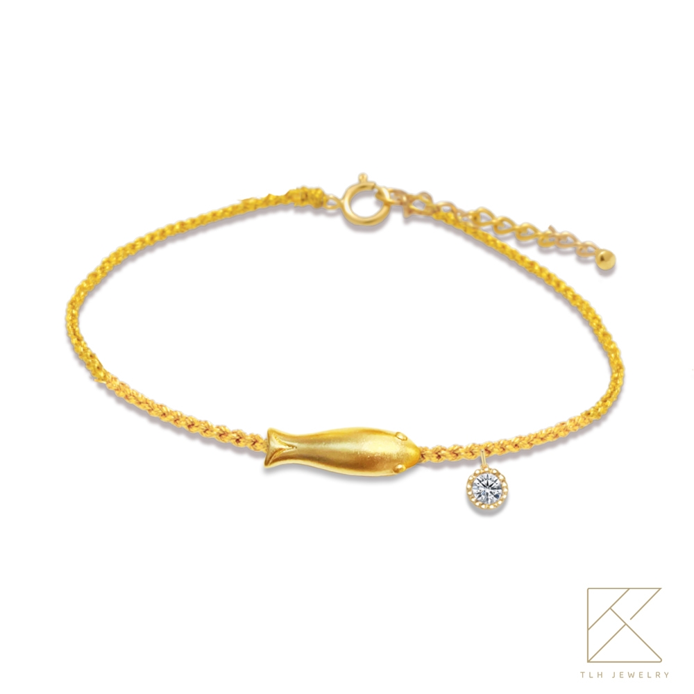 【TLH】黃金墜情人編織手繩 純金999 餘生有你 約重0.07錢&plusmn;0.01