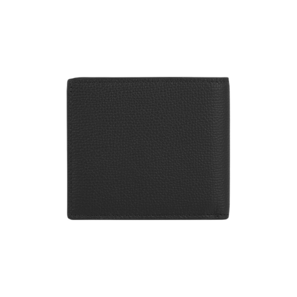 BURBERRY 銀色Logo 紋理牛皮對開8卡短夾(黑色), , large