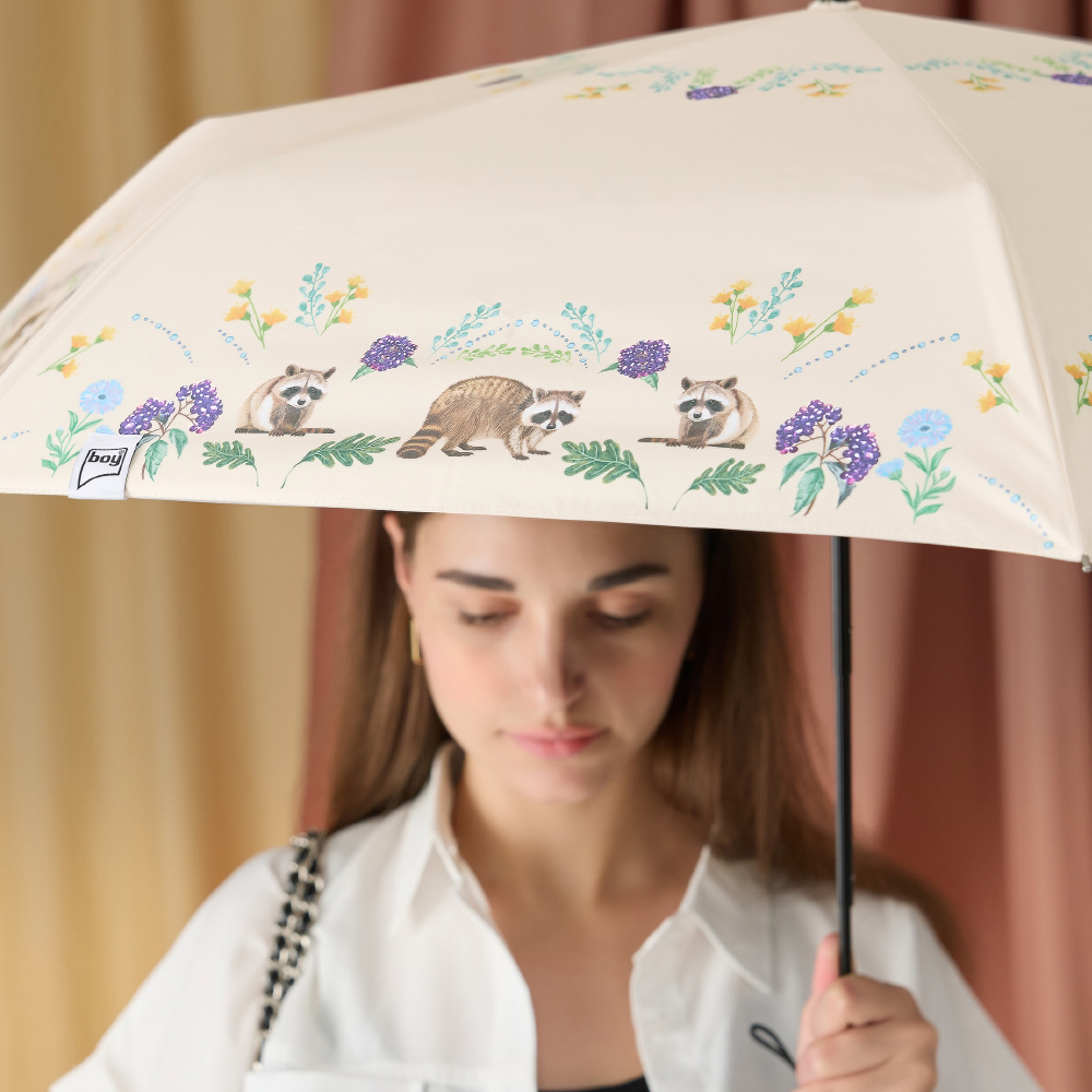 【boy】 Sun Shade Mini Umbrella-Raccoon Family, , large