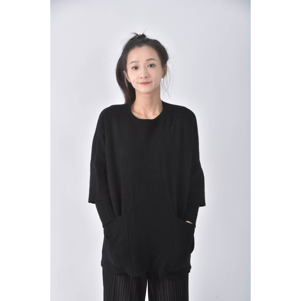 (XL) niceioi寬鬆黑色長袖上衣二手衣, , large