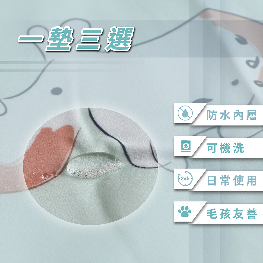 ［熊棉］多功能靜音防水墊｜小｜歡樂樹屋-淺藍, , large