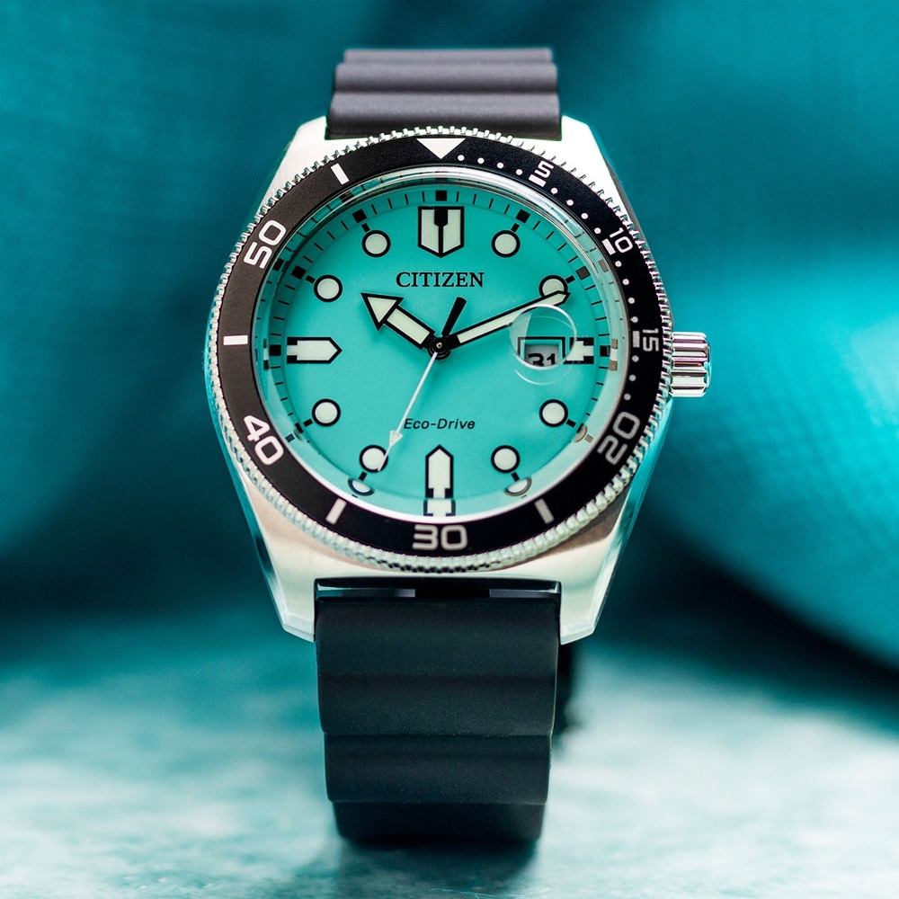 CITIZEN 星辰 光動能潮男時尚大三針手錶-湖水綠 AW1760-14X, , large