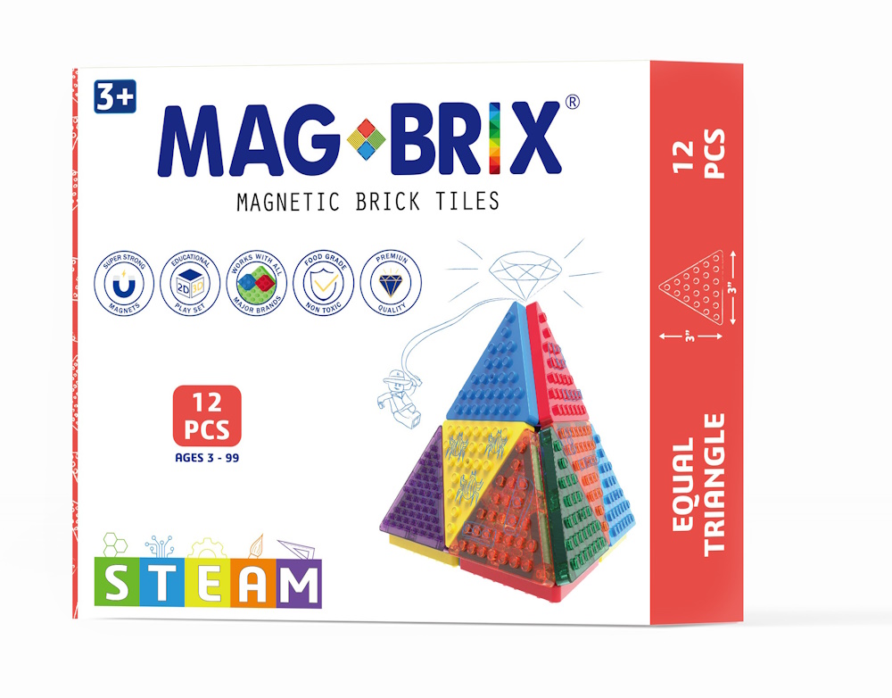 MAGBRIX® MAGNETIC BRICK TILE - EQUILATERAL TRIANGLE 12 PCS PACK