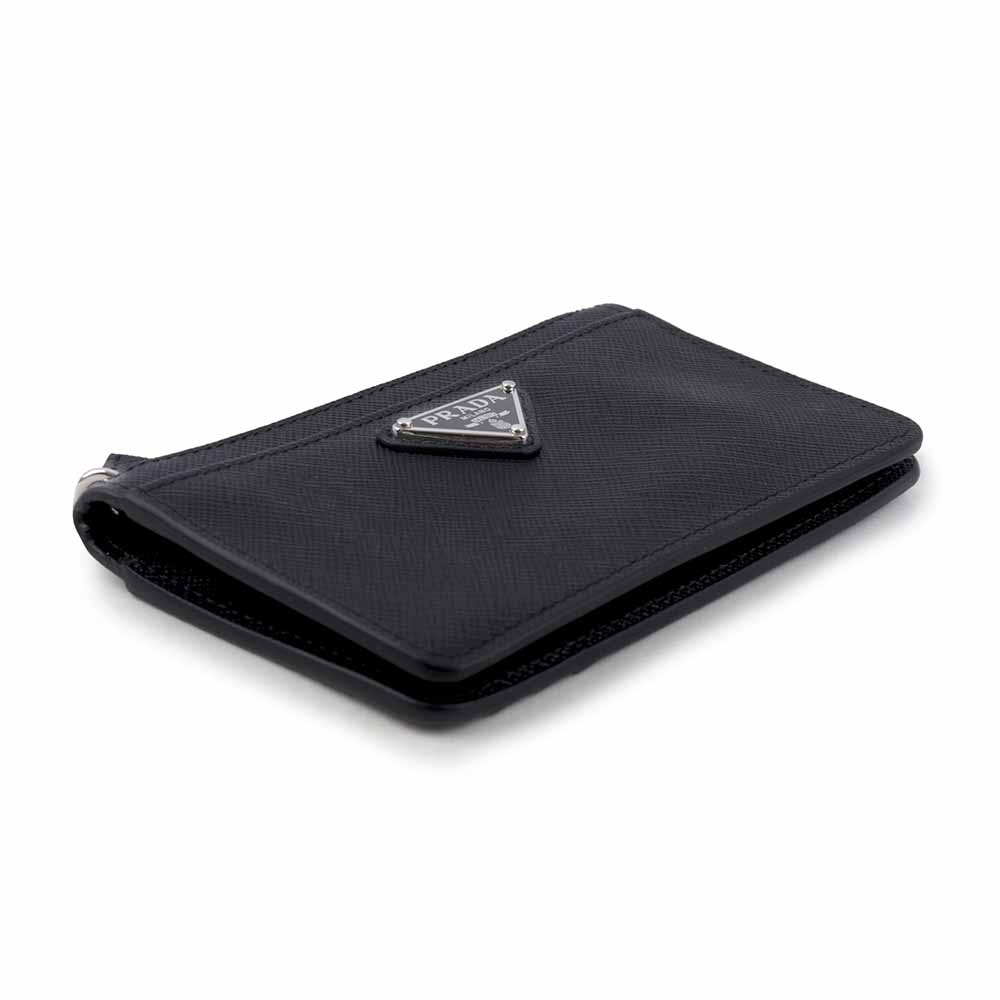 PRADA 三角牌Logo 拉鍊零錢/卡夾包/黑色, , large