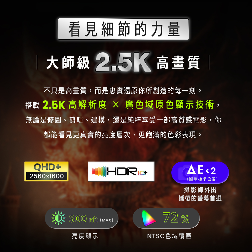 贈螢幕清潔三件組【台陞科技】REAICE 13.3型2.5K升級版IPS超薄可攜式外接螢幕 PS133QC, , large