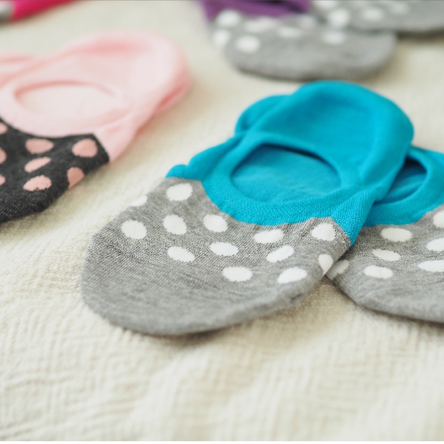 [Kaimei Cotton Industry] 8 pairs set, random and excellent, MIT made in Taiwan, heel non-slip pure cotton invisible socks, colorful dots, , large