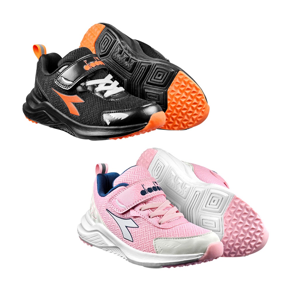 DIADORA迪亞多那 輕量兒童慢跑鞋 童運動鞋 童鞋 時尚 寬楦 透氣 康特杯 足弓支撐 健康鞋墊 耐磨 防滑 黑 粉