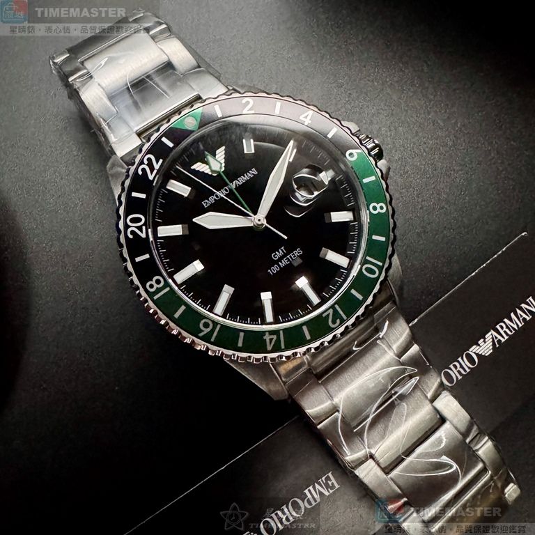 [星晴錶業]ARMANI手錶,42mm,AR00078黑色錶面銀錶殼銀色精鋼錶帶款, , large
