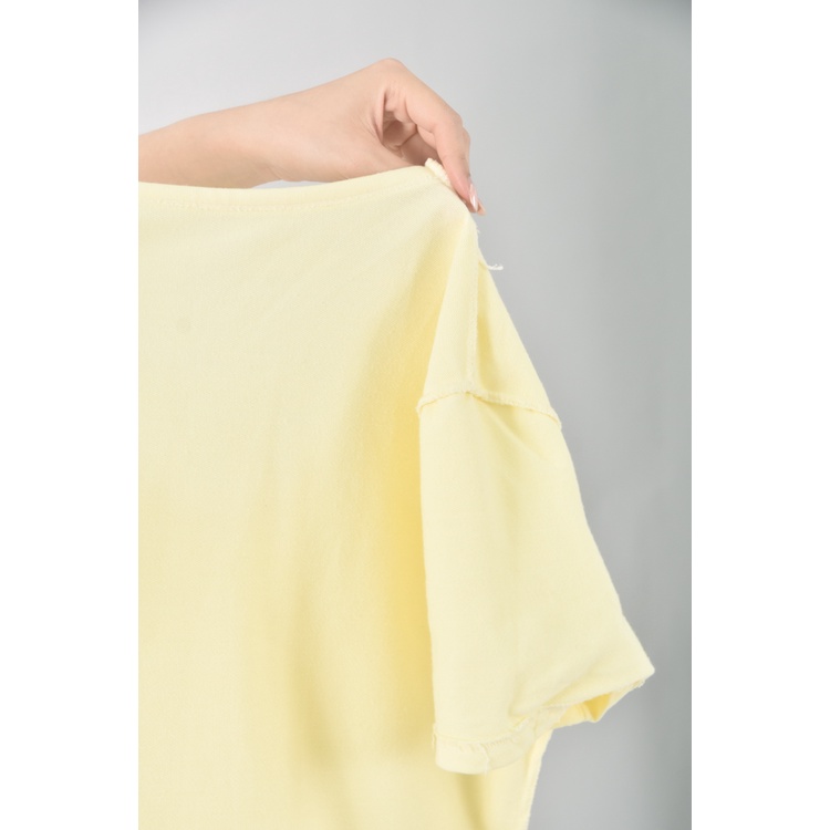 (M) 質感黃色短袖上衣二手衣, , large