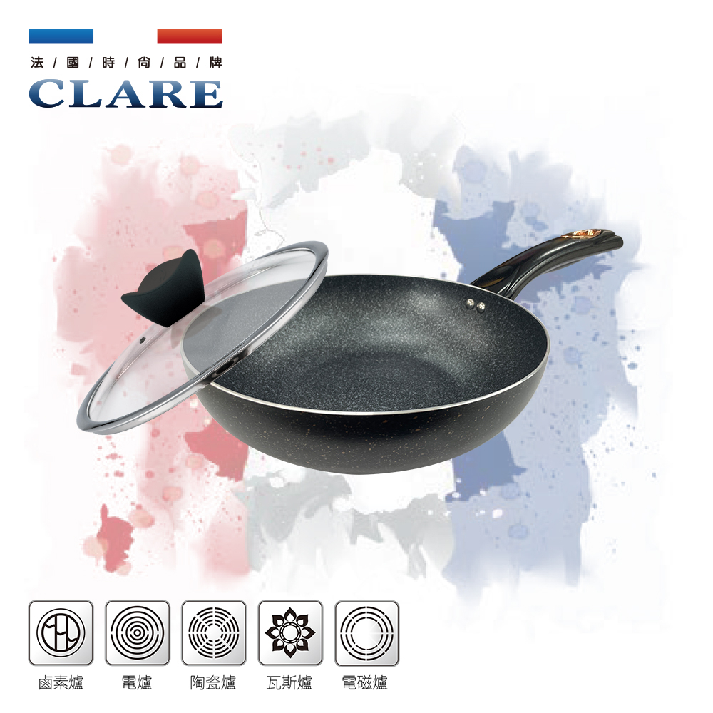CLARE 可蕾爾 羽鑚不沾炒鍋深煎炒鍋IH附蓋 32cm-Leidea樂德兒, , large