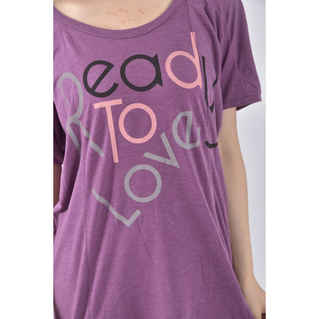 (M) frees shop棉質文字紫色短袖上衣二手衣, , large