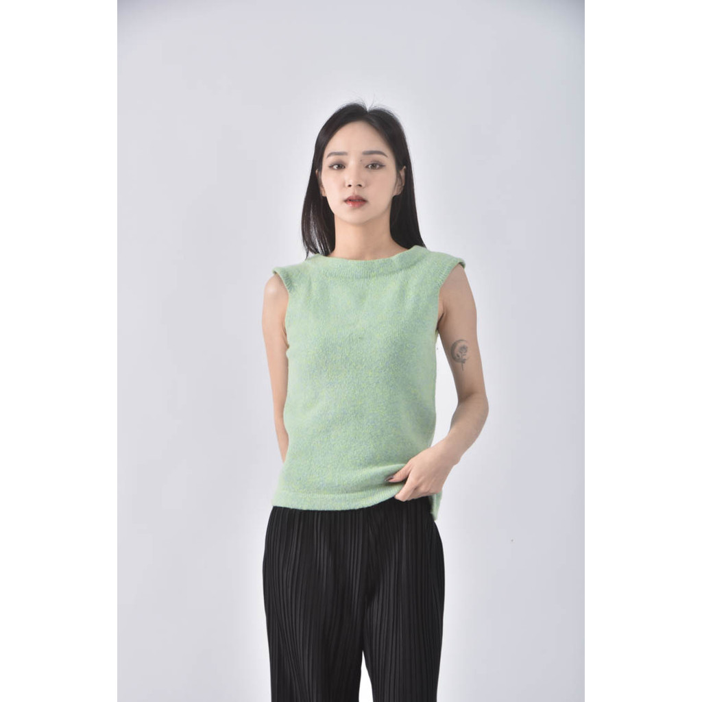 (XS（含）以下) 質感羊毛圓領綠色上衣二手衣, , large