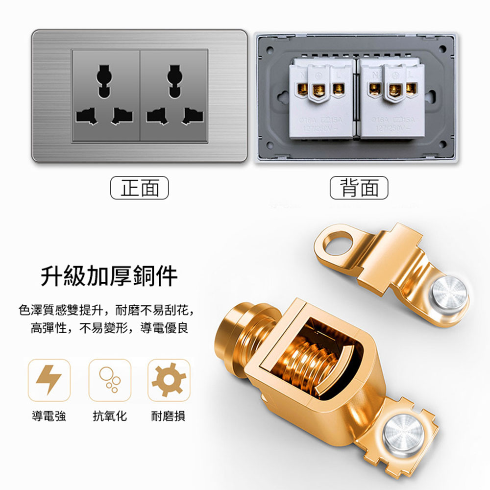 American-style panel with 3 flat ports * 2 + USB + Type-C, , large