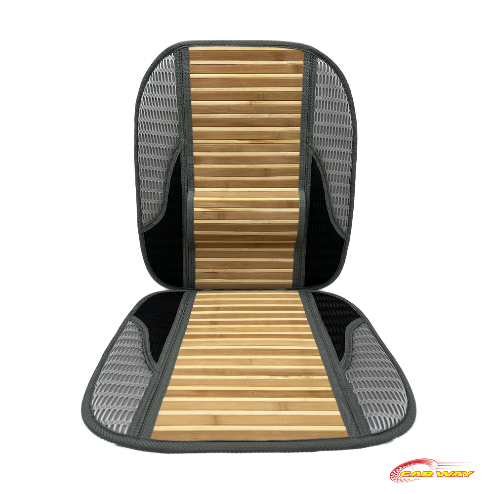 【CAR WAY】CAR WAY Long Bamboo Lumbar Support L-Shaped Cushion - Pack of 2 (Bamboo Seat Cushion, Cooling & Comfortable), , large