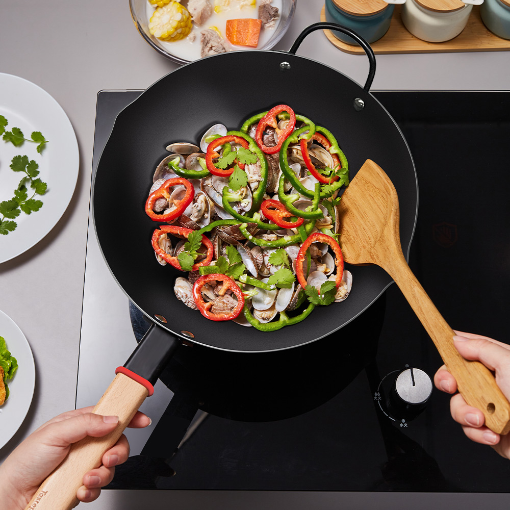 【Taste Plus】悅味元鐵 窒化鐵 無塗層 中式中華炒鍋 輕量化鐵鍋 32cm IH全對應設計(贈玻璃鍋蓋), , large