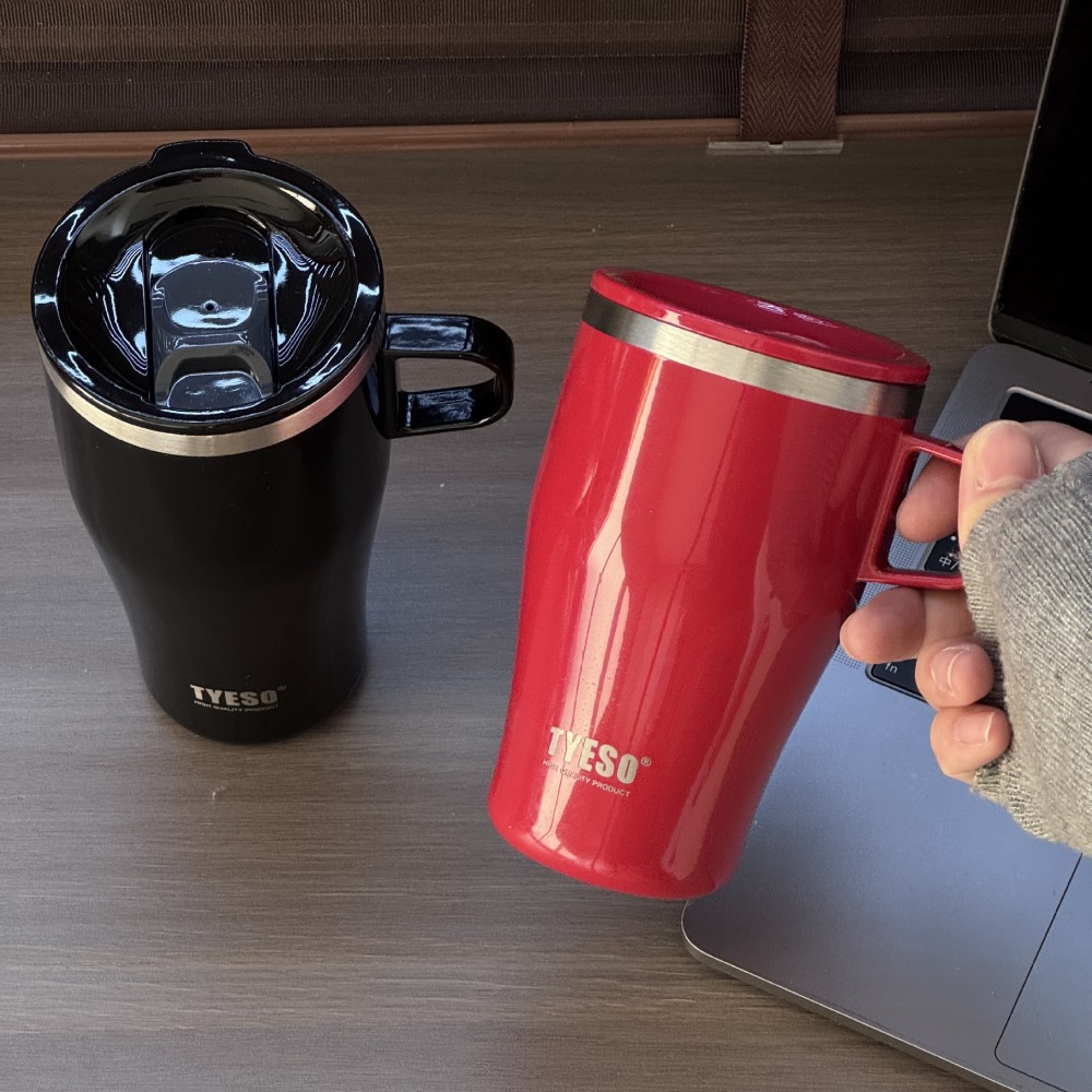 【H&R安室家】TYESO泰碩 推蓋直飲304不鏽鋼馬克杯500ml(H73), , large