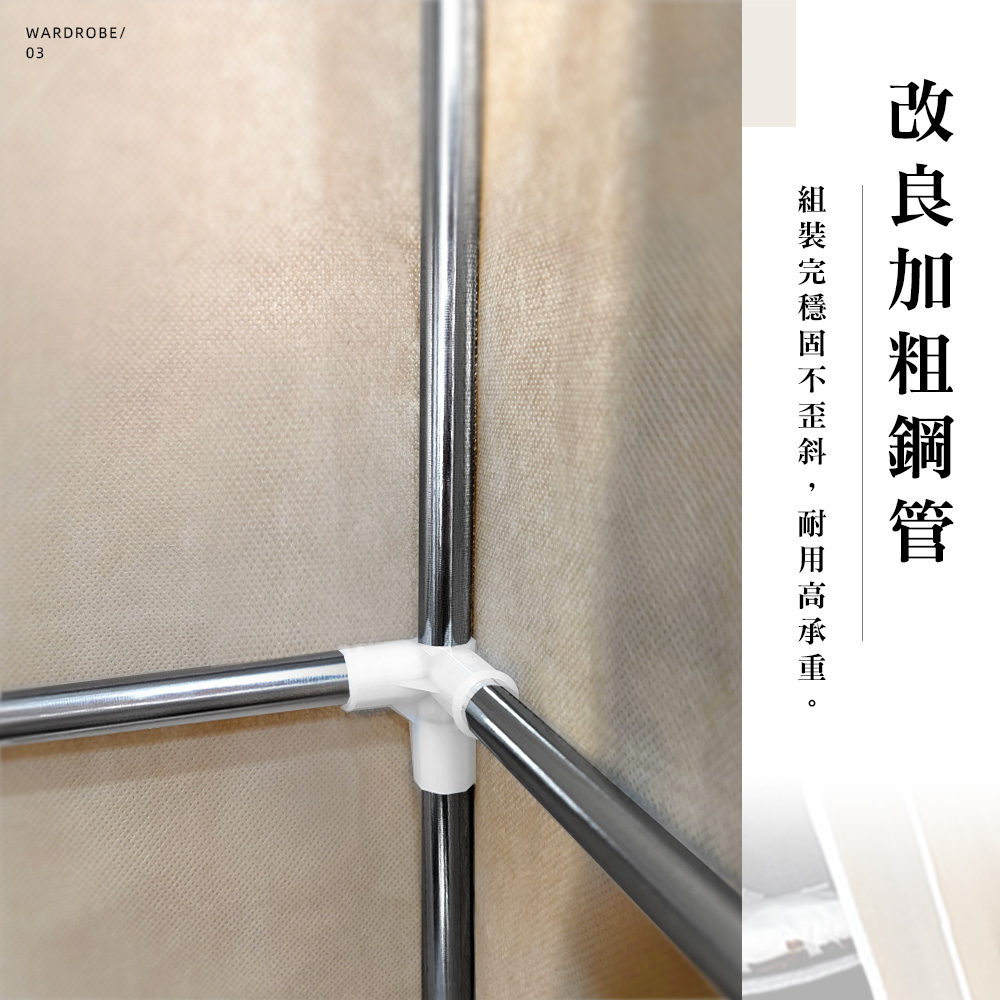 【上手家居】單人簡易衣櫥 咖啡色簡易衣櫃(布衣櫃/簡易衣櫃/組裝衣櫃/衣櫃/衣櫥/小衣櫃/組合衣櫃/宿舍衣櫥), , large