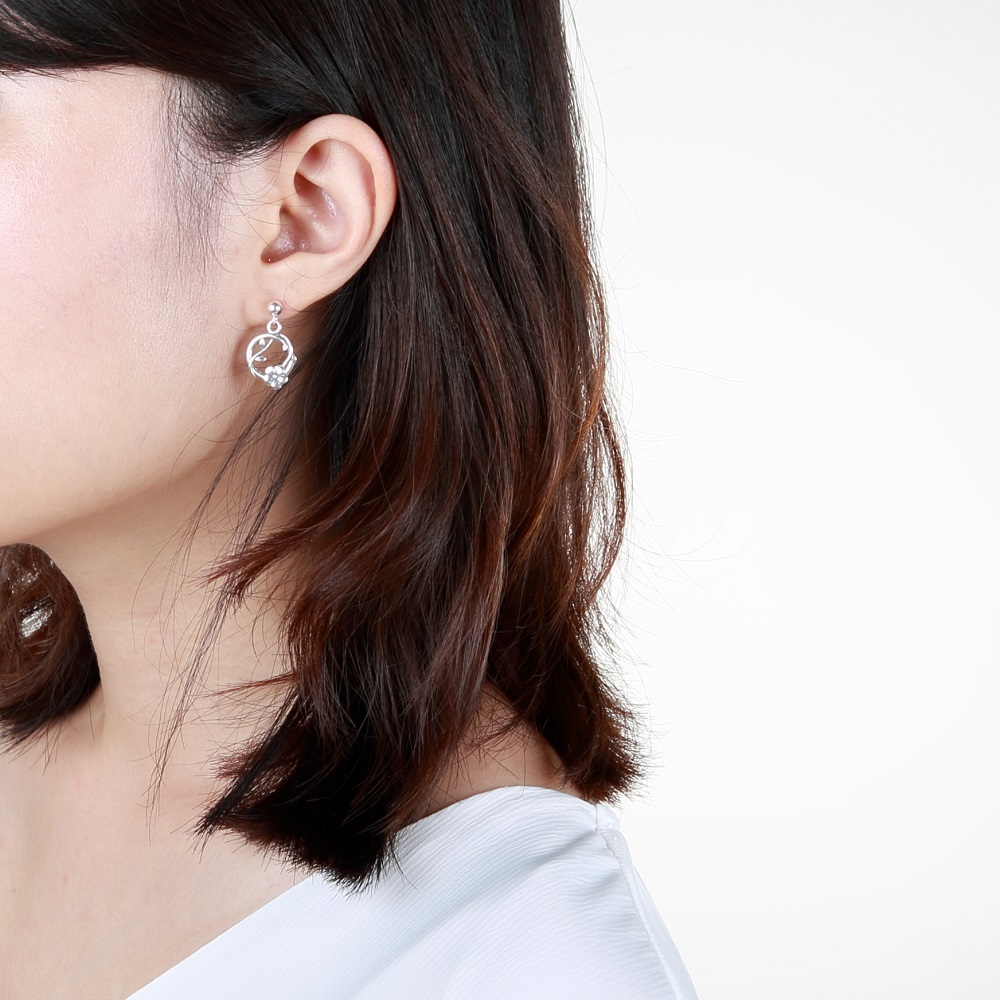 【Angel & Me】Sakura Bloom s925 sterling silver earrings (changeable ear clips), , large