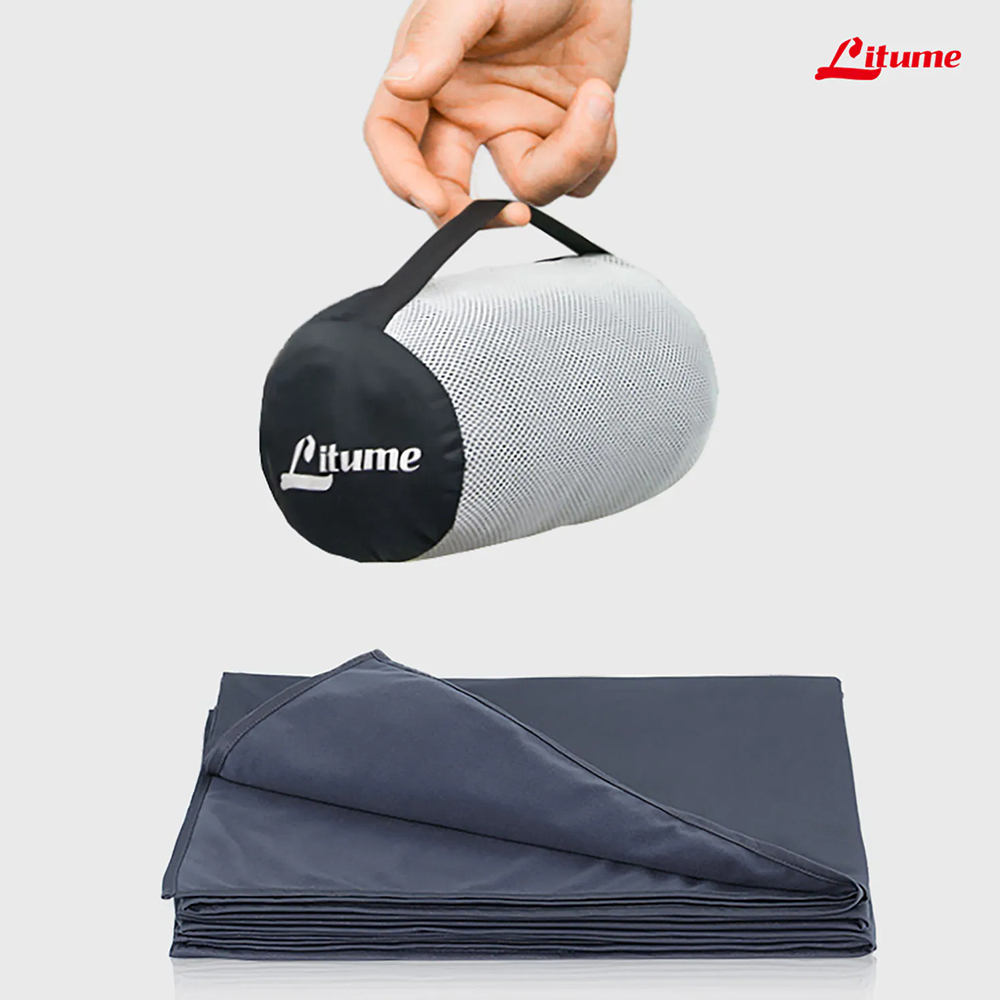 Litume E650 天鵝絨旅行毛毯 深藍灰