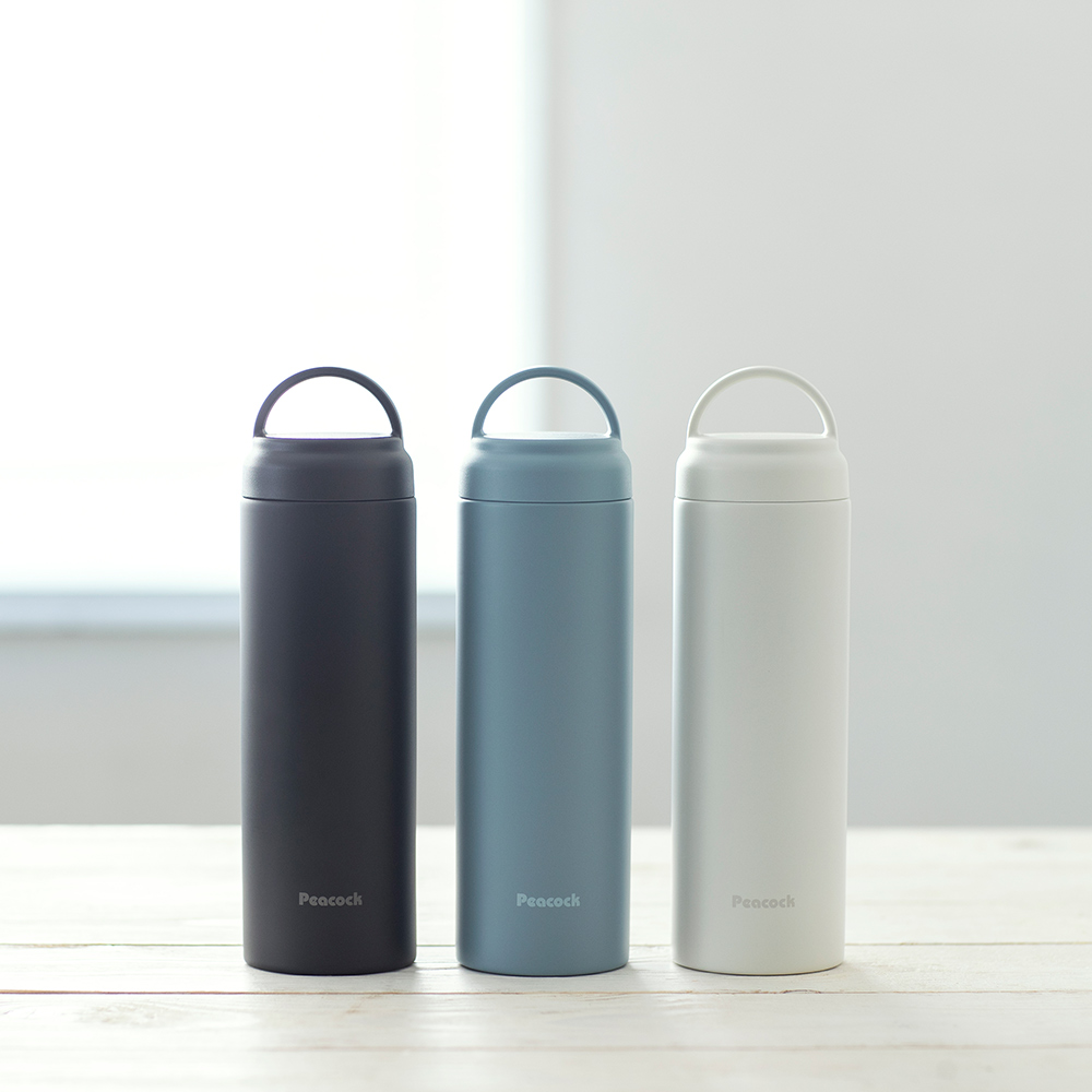 【日本孔雀Peacock】不鏽鋼 手提式City城市休閒 保冷保溫杯600ML(提把設計)-任選色, , large
