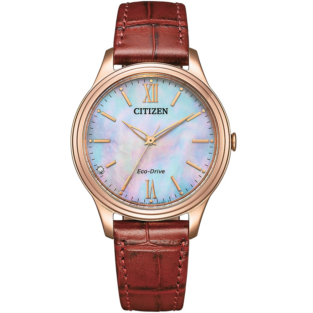 CITIZEN 星辰 光動能大三針時尚女錶 EM0419-11D, , large
