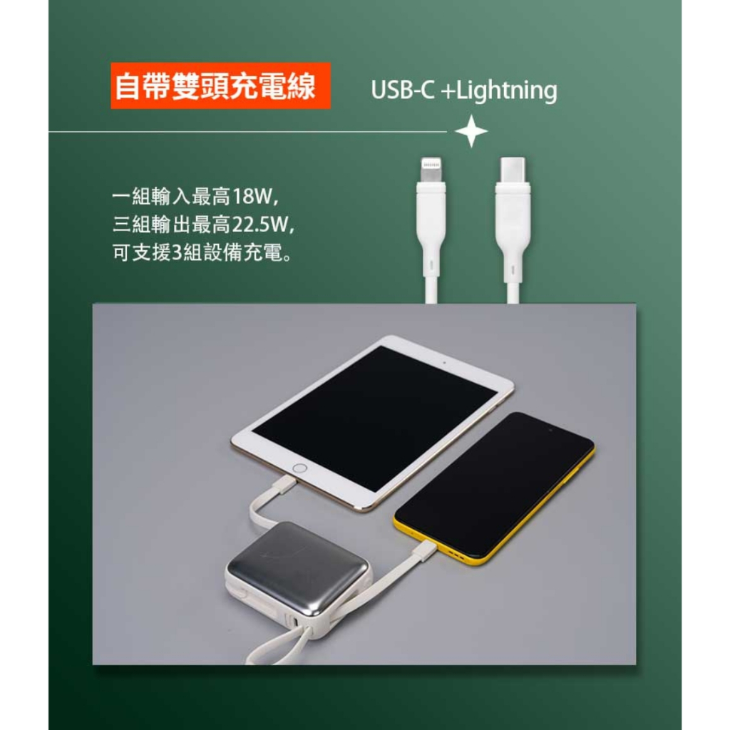 A-mego  AB100 MINI-2 10000mAh 22.5W 超輕巧自帶雙線行動電源_機身有標示瓦時 (Wh), , large