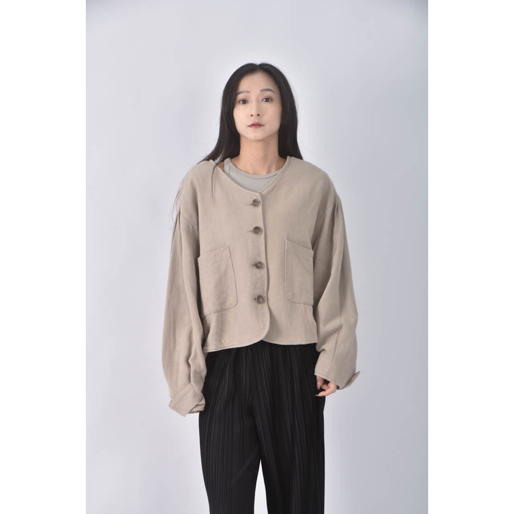 (XL) levely and thisway韓牌排扣杏色外套二手衣, , large