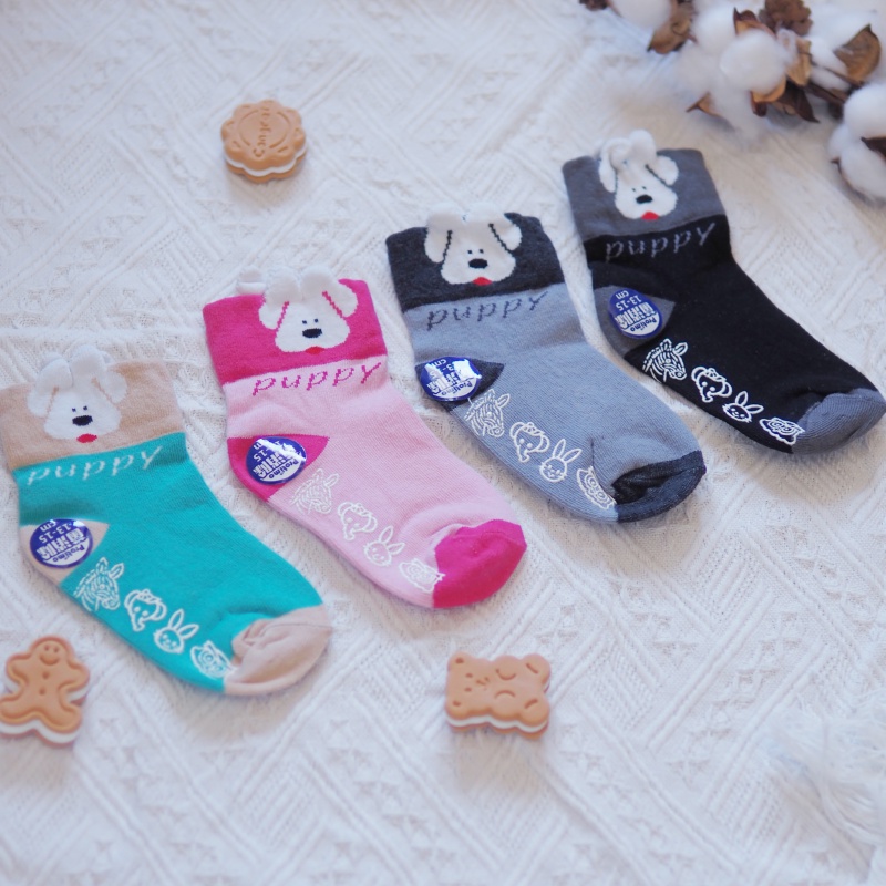 [Kaimei Cotton Industry] 6 pairs set, random and excellent, MIT made in Taiwan, antibacterial and deodorant children's socks, cute three-dimensional socks - dogs, , large