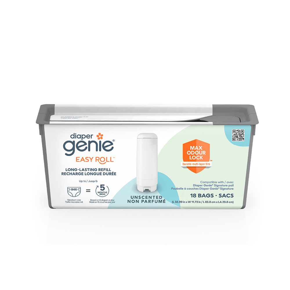 【倆寶貝精品館】加拿大Diaper Genie 不鏽鋼EZ雙重鎖臭尿布處理器 專用易撕袋補充盒ｘ6入, , large