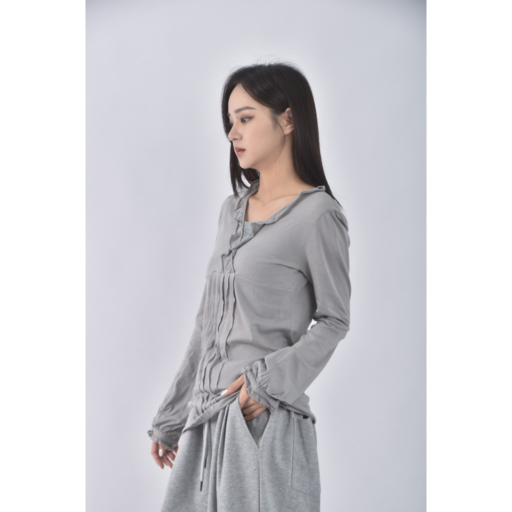 (S) V領灰色長袖上衣二手衣, , large