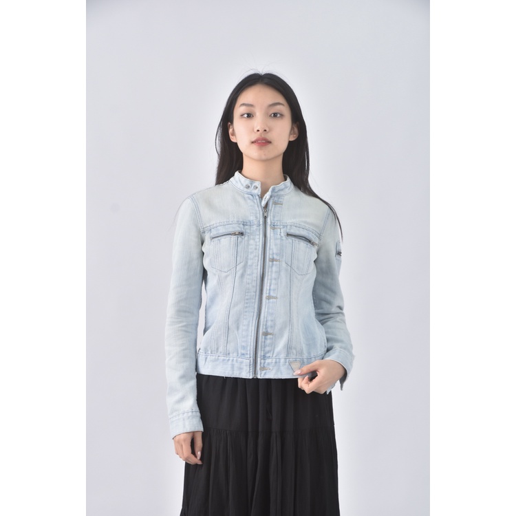 (S) guess丹寧牛仔質感棉質立領藍色外套二手衣, , large